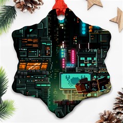 Video Game Pixel Art Ornament (snowflake) by Cowasu