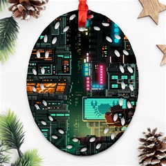 Video Game Pixel Art Ornament (oval Filigree) by Cowasu