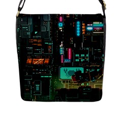 Video Game Pixel Art Flap Closure Messenger Bag (l) by Cowasu