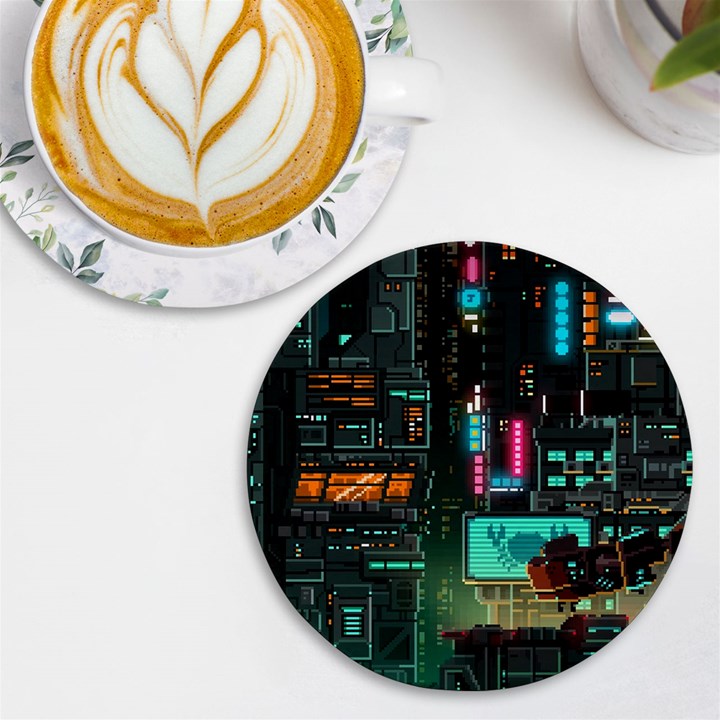 Video Game Pixel Art UV Print Round Tile Coaster