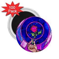 Stained Glass Rose 2 25  Magnets (100 Pack)  by Cowasu