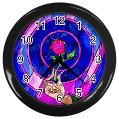 Stained Glass Rose Wall Clock (black) by Cowasu