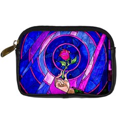 Stained Glass Rose Digital Camera Leather Case by Cowasu