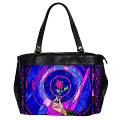 Stained Glass Rose Oversize Office Handbag (2 Sides) by Cowasu