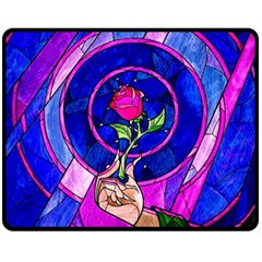 Stained Glass Rose Fleece Blanket (medium) by Cowasu