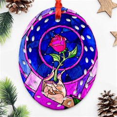 Stained Glass Rose Ornament (oval Filigree) by Cowasu