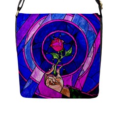 Stained Glass Rose Flap Closure Messenger Bag (l) by Cowasu