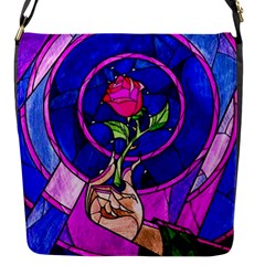 Stained Glass Rose Flap Closure Messenger Bag (s) by Cowasu