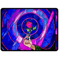 Stained Glass Rose Two Sides Fleece Blanket (large) by Cowasu