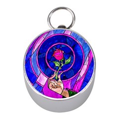 Stained Glass Rose Mini Silver Compasses by Cowasu