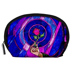 Stained Glass Rose Accessory Pouch (large) by Cowasu