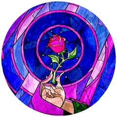 Stained Glass Rose Wooden Puzzle Round by Cowasu