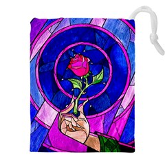 Stained Glass Rose Drawstring Pouch (4xl) by Cowasu