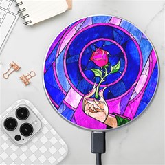 Stained Glass Rose Wireless Fast Charger(white) by Cowasu