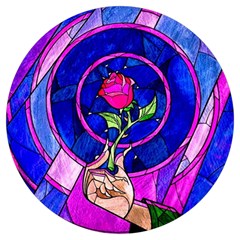 Stained Glass Rose Round Trivet by Cowasu