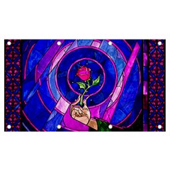 Stained Glass Rose Banner And Sign 7  X 4 