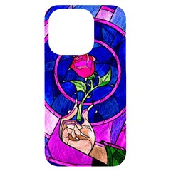 Stained Glass Rose Iphone 14 Pro Black Uv Print Case