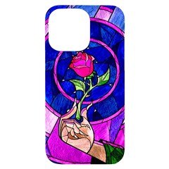 Stained Glass Rose Iphone 14 Pro Max Black Uv Print Case