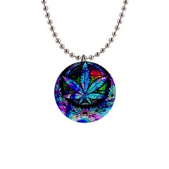 Cannabis Psychedelic 1  Button Necklace by Cowasu