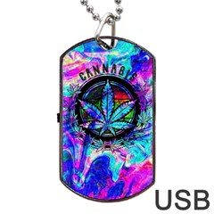 Cannabis Psychedelic Dog Tag Usb Flash (one Side) by Cowasu