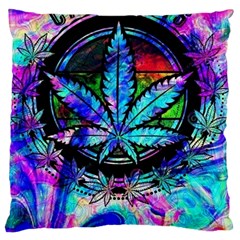 Cannabis Psychedelic Large Premium Plush Fleece Cushion Case (two Sides) by Cowasu