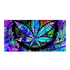 Cannabis Psychedelic Satin Wrap 35  X 70  by Cowasu