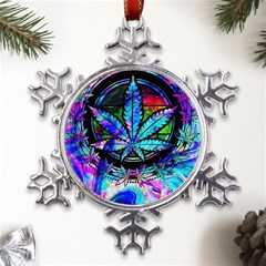 Cannabis Psychedelic Metal Large Snowflake Ornament by Cowasu