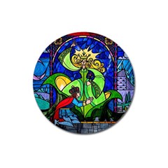 Beauty Stained Glass Rose Magnet 3  (round) by Cowasu