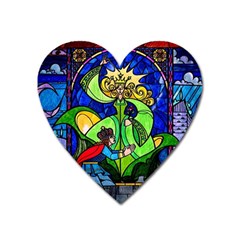 Beauty Stained Glass Rose Heart Magnet by Cowasu