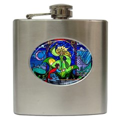 Beauty Stained Glass Rose Hip Flask (6 Oz) by Cowasu