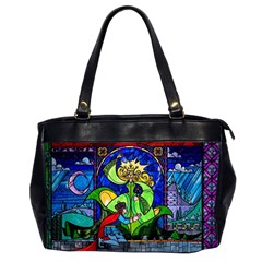 Beauty Stained Glass Rose Oversize Office Handbag (2 Sides) by Cowasu