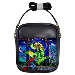 Beauty Stained Glass Rose Girls Sling Bag by Cowasu