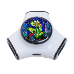 Beauty Stained Glass Rose 3-port Usb Hub by Cowasu