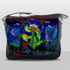 Beauty Stained Glass Rose Messenger Bag by Cowasu