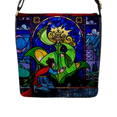 Beauty Stained Glass Rose Flap Closure Messenger Bag (l) by Cowasu