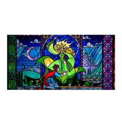 Beauty Stained Glass Rose Satin Wrap 35  X 70  by Cowasu