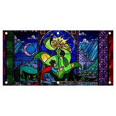 Beauty Stained Glass Rose Banner And Sign 4  X 2  by Cowasu