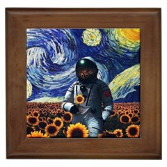 Starry Surreal Psychedelic Astronaut Space Framed Tile by Cowasu