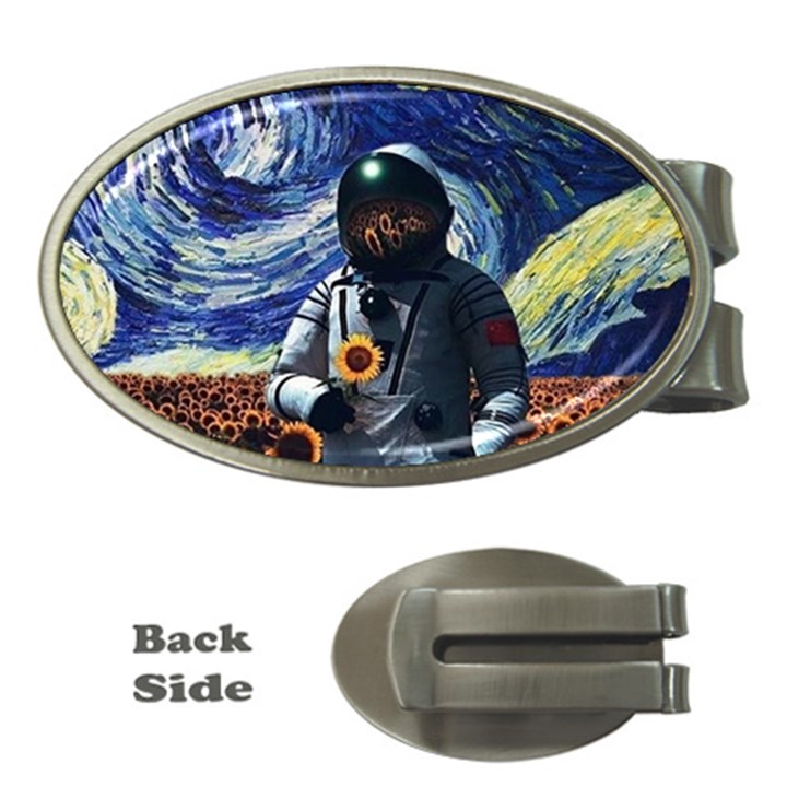 Starry Surreal Psychedelic Astronaut Space Money Clips (Oval) 