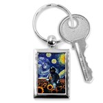 Starry Surreal Psychedelic Astronaut Space Key Chain (Rectangle) Front