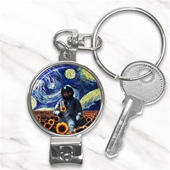 Starry Surreal Psychedelic Astronaut Space Nail Clippers Key Chain by Cowasu