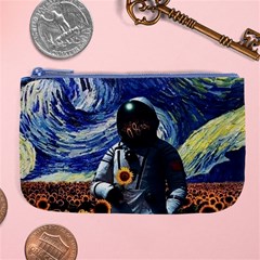 Starry Surreal Psychedelic Astronaut Space Large Coin Purse by Cowasu