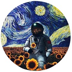 Starry Surreal Psychedelic Astronaut Space Wooden Bottle Opener (round) by Cowasu