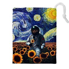 Starry Surreal Psychedelic Astronaut Space Drawstring Pouch (5xl) by Cowasu