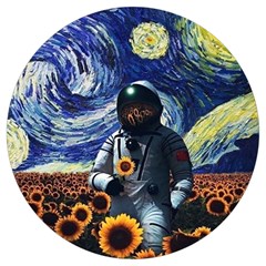 Starry Surreal Psychedelic Astronaut Space Round Trivet by Cowasu