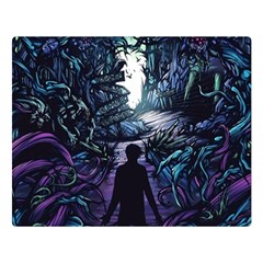 Horror Psychedelic Art Two Sides Premium Plush Fleece Blanket (large) by Cowasu