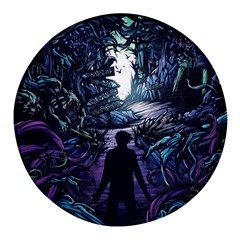 Horror Psychedelic Art Round Glass Fridge Magnet (4 Pack) by Cowasu