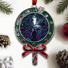 Horror Psychedelic Art Metal X mas Lollipop With Crystal Ornament