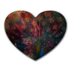 Red Peacock Feather Heart Mousepad by Cowasu