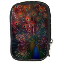 Red Peacock Feather Compact Camera Leather Case by Cowasu